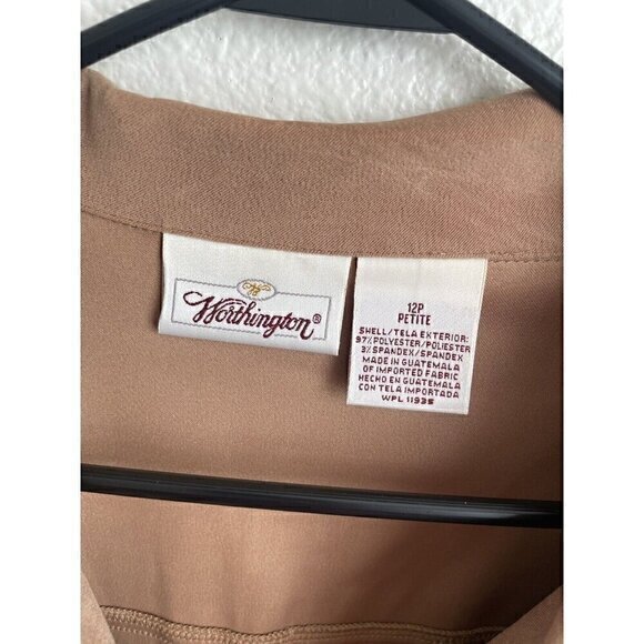 Worthington Petite Blazer Jacket Tie Front Career Casual Tan Size 12P - Picture 12 of 13